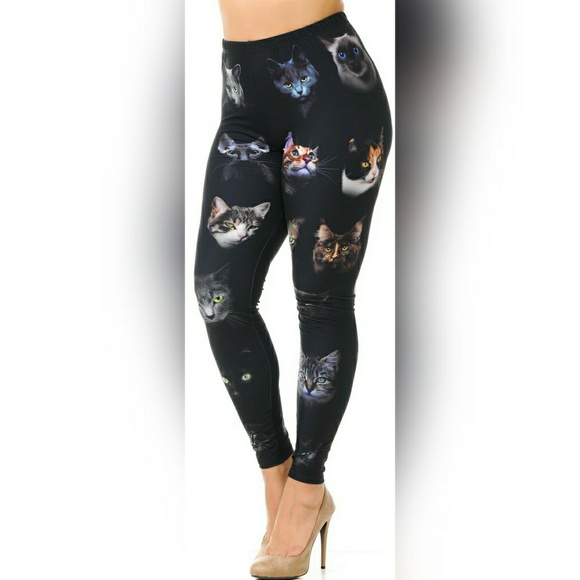 Buttery Soft Kitty Cat Face Leggings - Picture 5 of 7